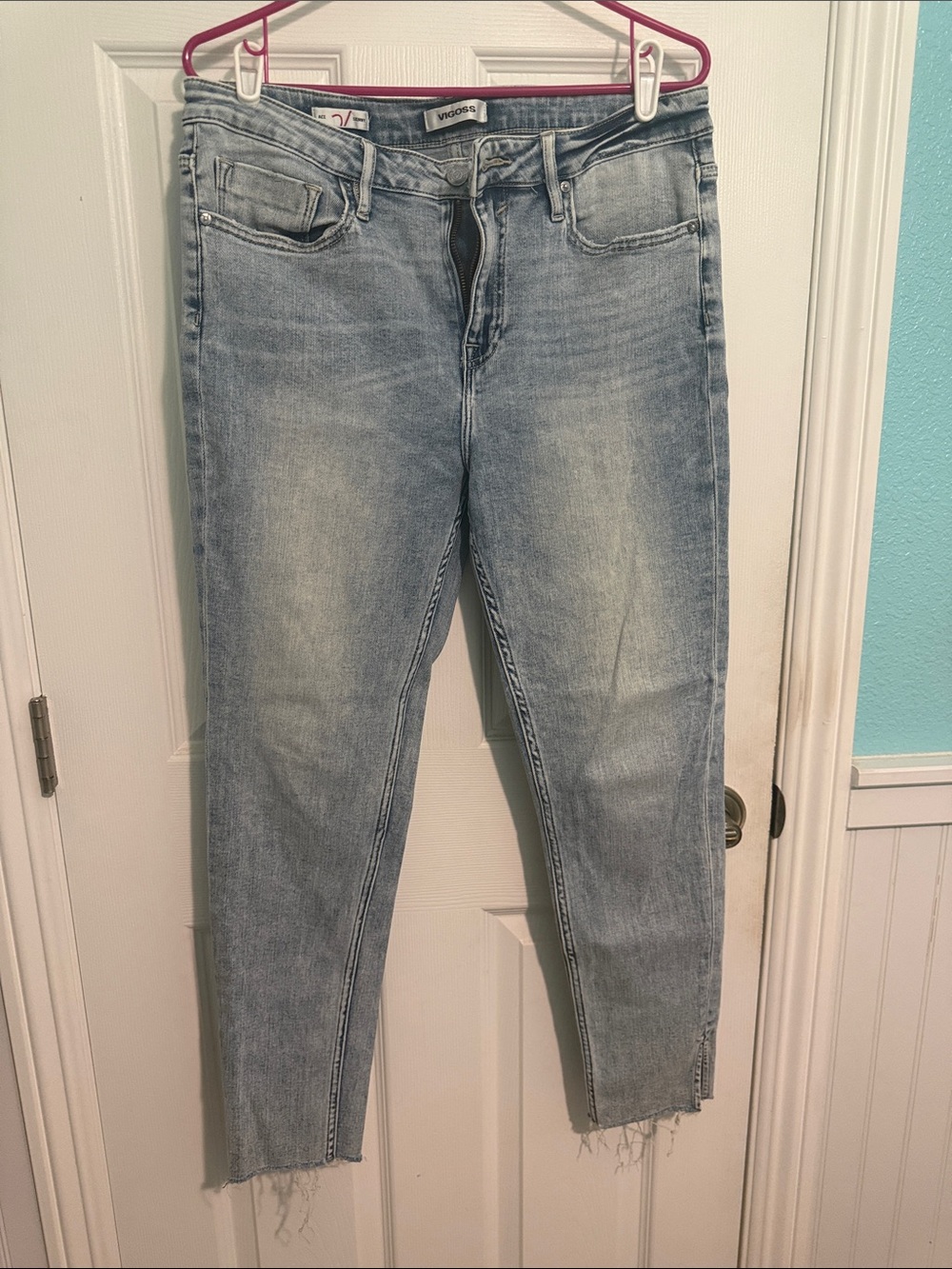 Vigoss Washed Light Blue Skinny Jeans with Raw Hem